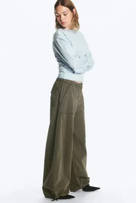Pantalon bouffant cordon de serrage - Vert kaki foncé — photo 3