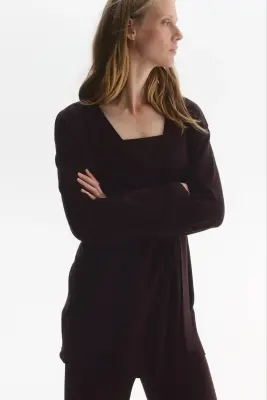MAMA Gilet avec ceinture à nouer - Marron foncé — photo 3