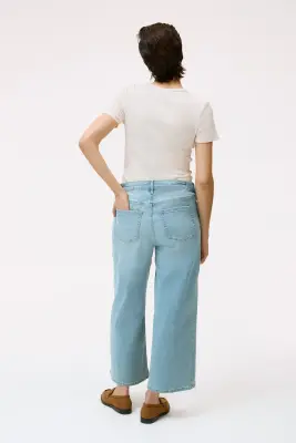 MAMA Wide Low Waist Ankle Jeans - Bleu denim clair — photo 1