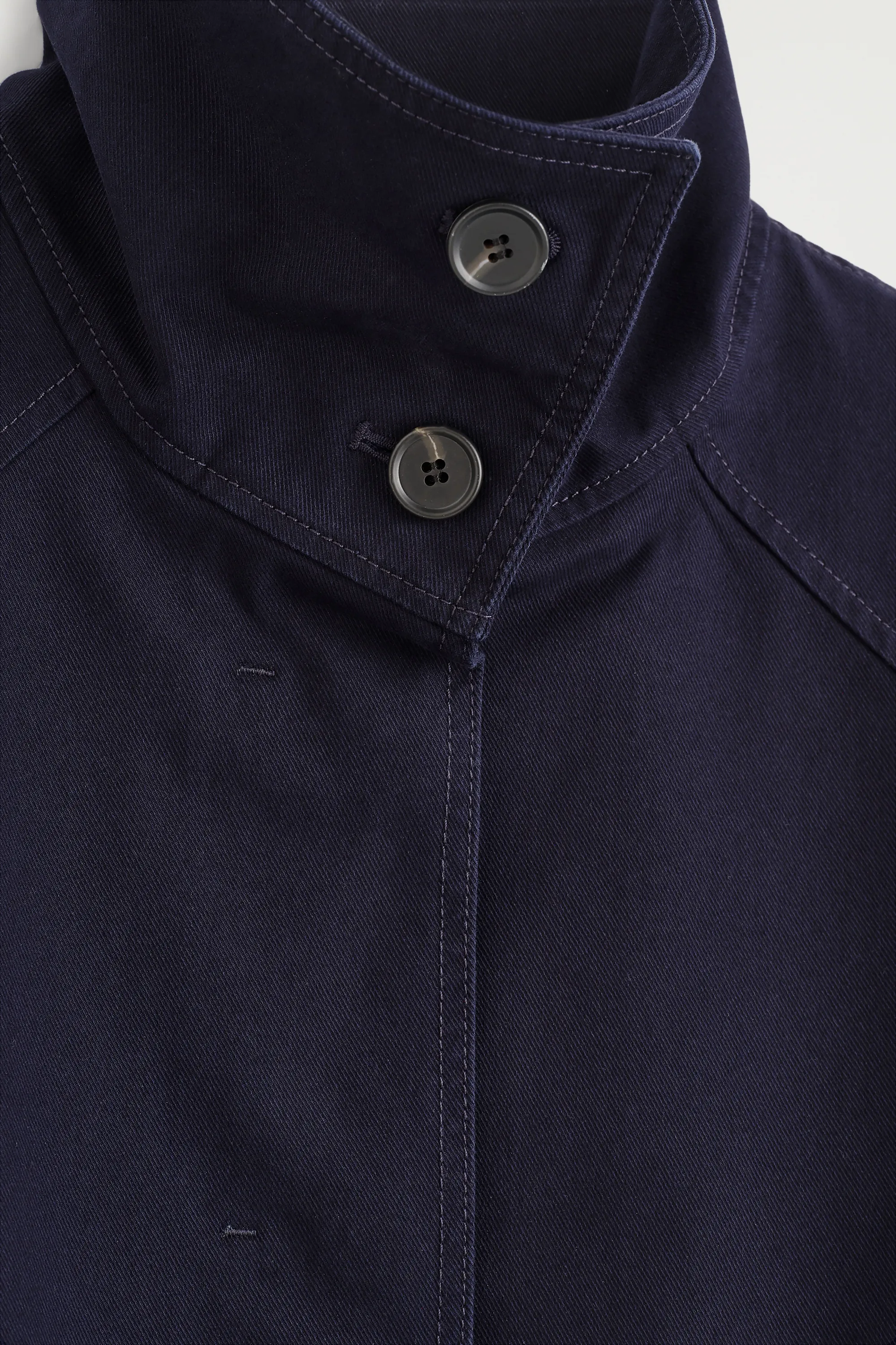 VESTE EN SERGÉ DE COTON À COL CHEMINÉE - BLEU MARINE