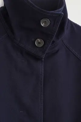 VESTE EN SERGÉ DE COTON À COL CHEMINÉE - BLEU MARINE — photo 1