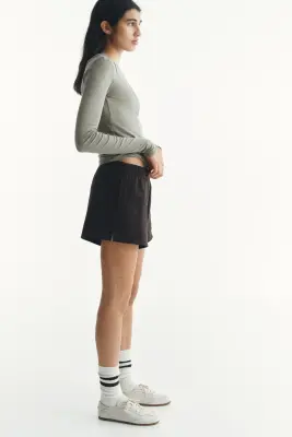 Short en molleton - Marron foncé — photo 1
