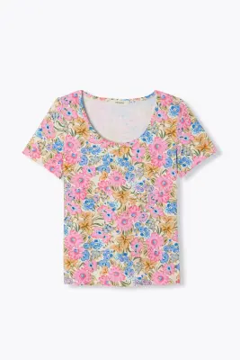 T-shirt imprimé col hublot