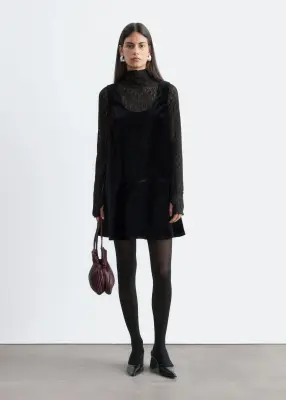 Robe courte en velours - Noir — photo 2
