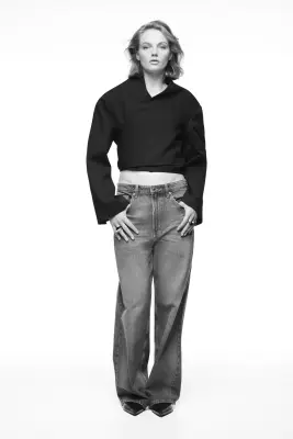Wide High Waist Jeans - Bleu denim foncé — photo 1