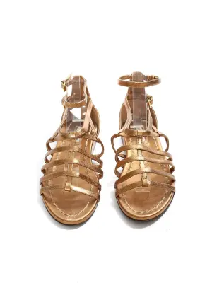 Sandales plates gladiator en cuir métallisé doré Prix boutique 550€ Taille 36 — photo 4