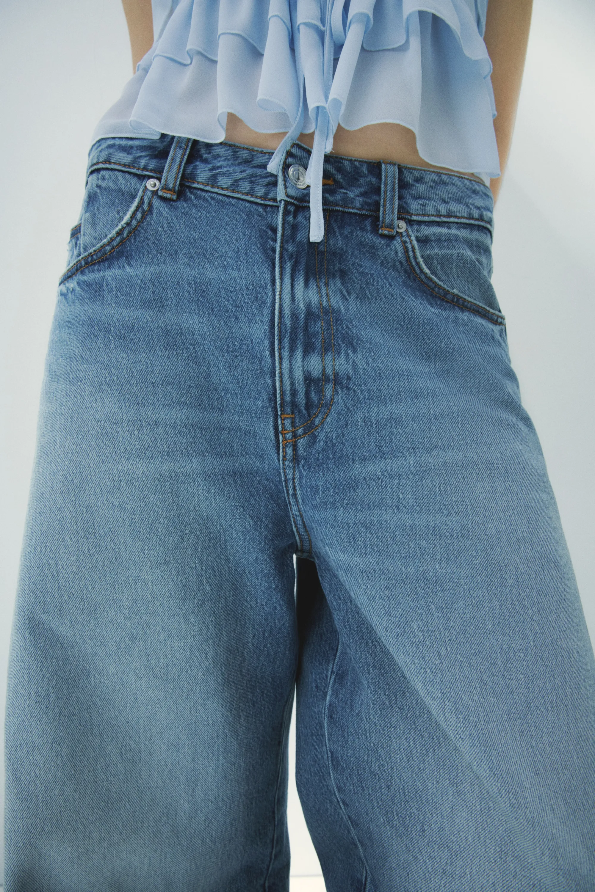 Barrel High Waist Jeans - Bleu denim clair