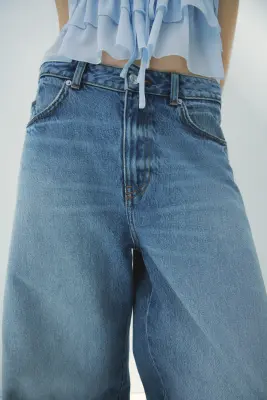 Barrel High Waist Jeans - Bleu denim clair — photo 1
