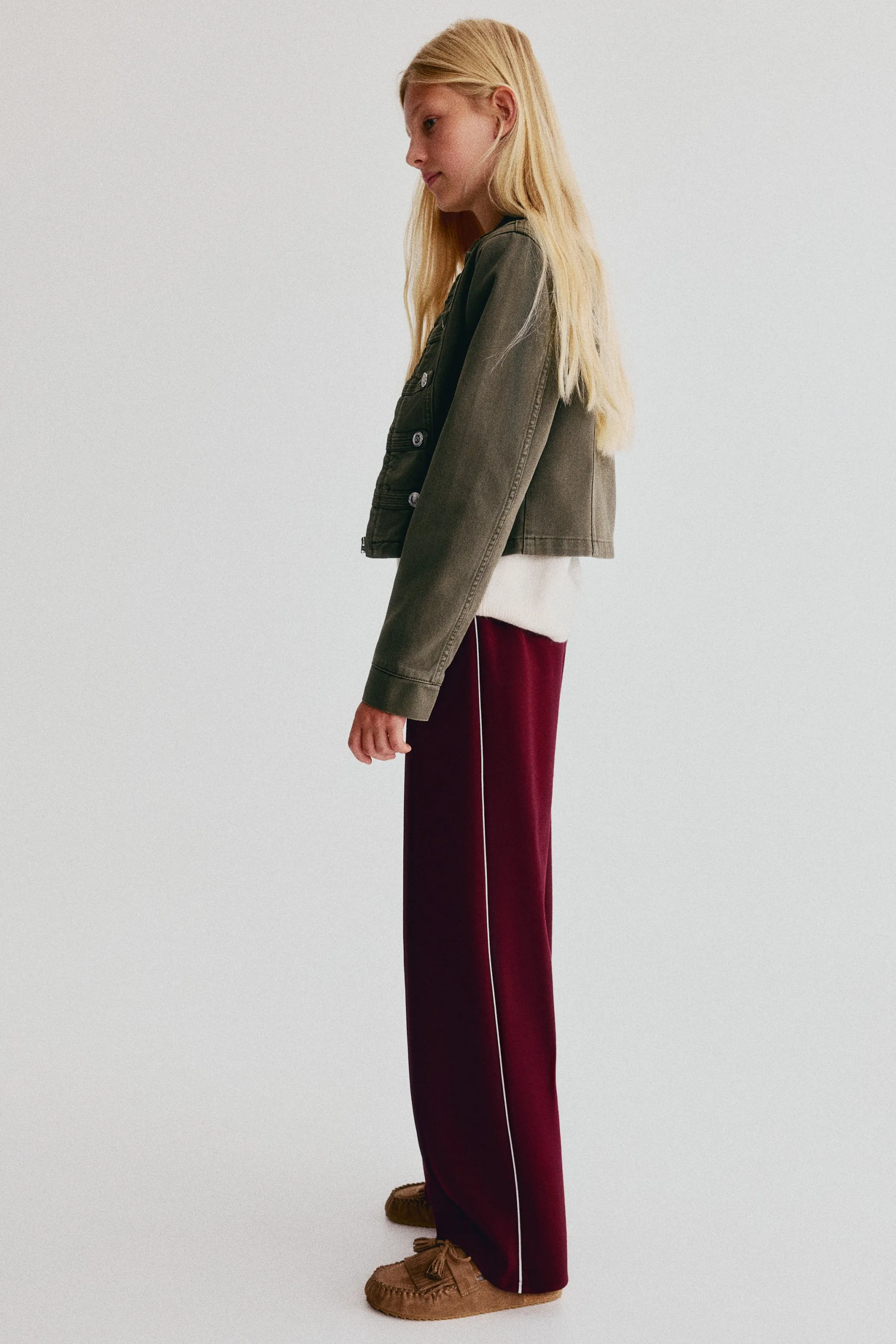 Pantalon jogger à jambes larges en scuba - Rouge foncé