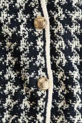 Gilet en maille jacquard - Navy blue/Dogtooth pattern — photo 5