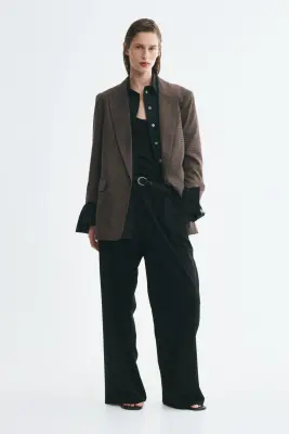 Blazer oversize - Beige/motif pied-de-poule — photo 2