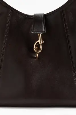 Sac porté épaule en cuir - Marron foncé — photo 2