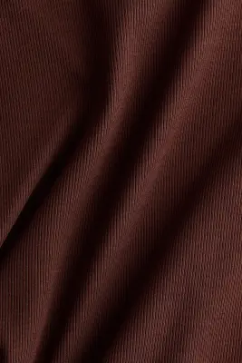 T-shirt en coton côtelé - Marron foncé — photo 4