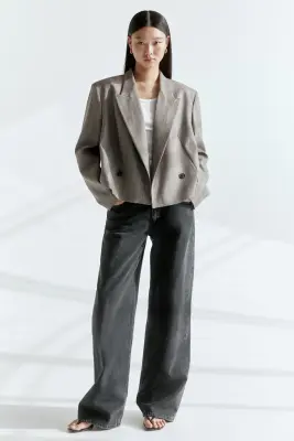 Blazer court - Gris/rayé — photo 1