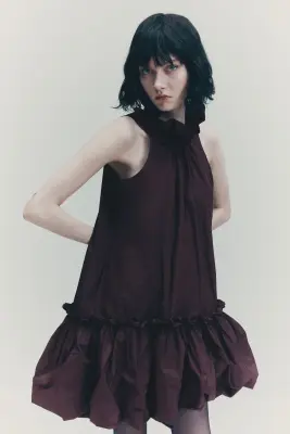 Robe à col volanté - Bordeaux — photo 1