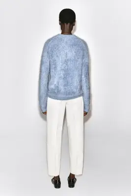 PULL EN PUR CACHEMIRE BROSSÉ BICOLORE - BLEU CHINÉ — photo 4