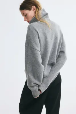 Pull col roulé en cachemire mélangé - Gris — photo 2