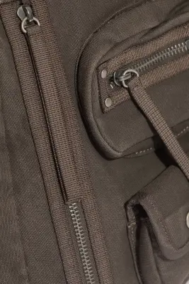 Grand sac à main en toile - Marron foncé délavé — photo 3