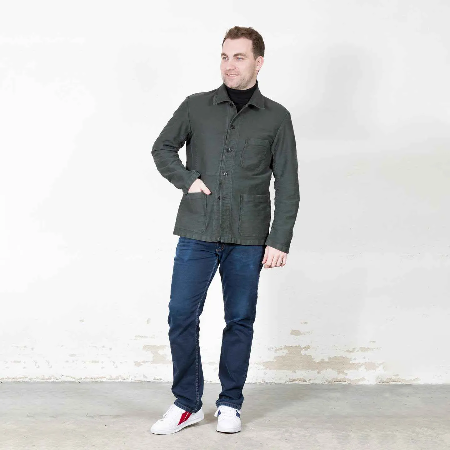 Veste Workwear en Moleskine en Coton Bio 4M/5 - Khaki foncé