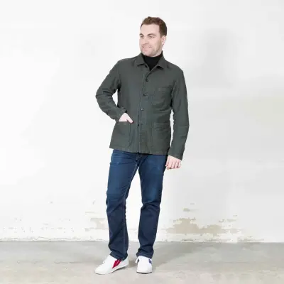 Veste Workwear en Moleskine en Coton Bio 4M/5 - Khaki foncé — photo 1