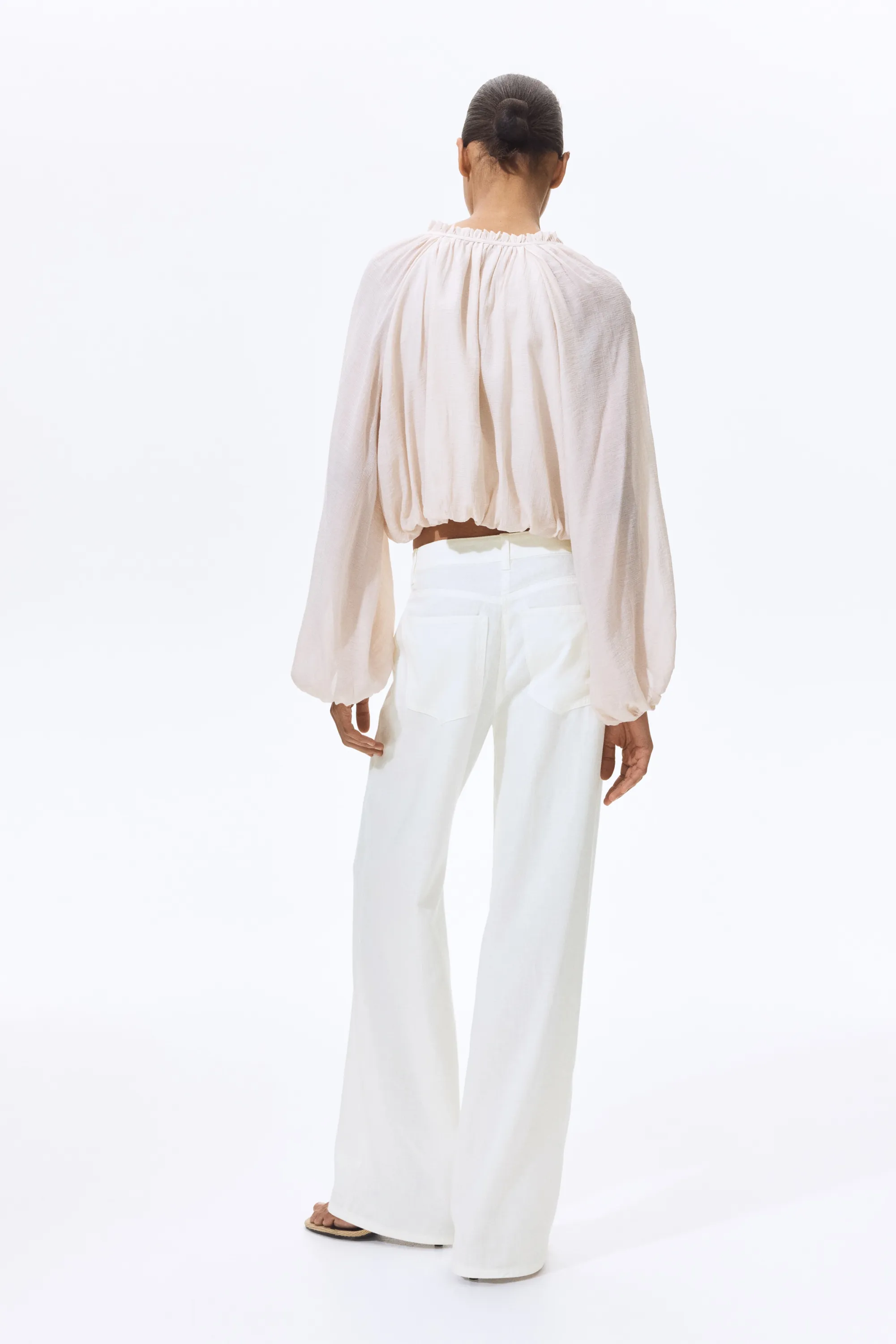 Pantalon en lin mélangé - Blanc