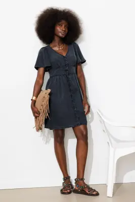 Robe courte en lyocell Femme — photo 4