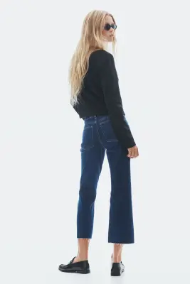 Bootcut Regular Waist Cropped Jeans - Bleu denim foncé — photo 3