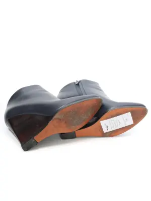 Bottines à talon compensés en cuir bleu marine par Phoebe Philo Prix boutique €990 Taille 36 — photo 5