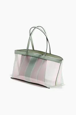 Sac shopping en mesh - Vert clair/rayé — photo 2