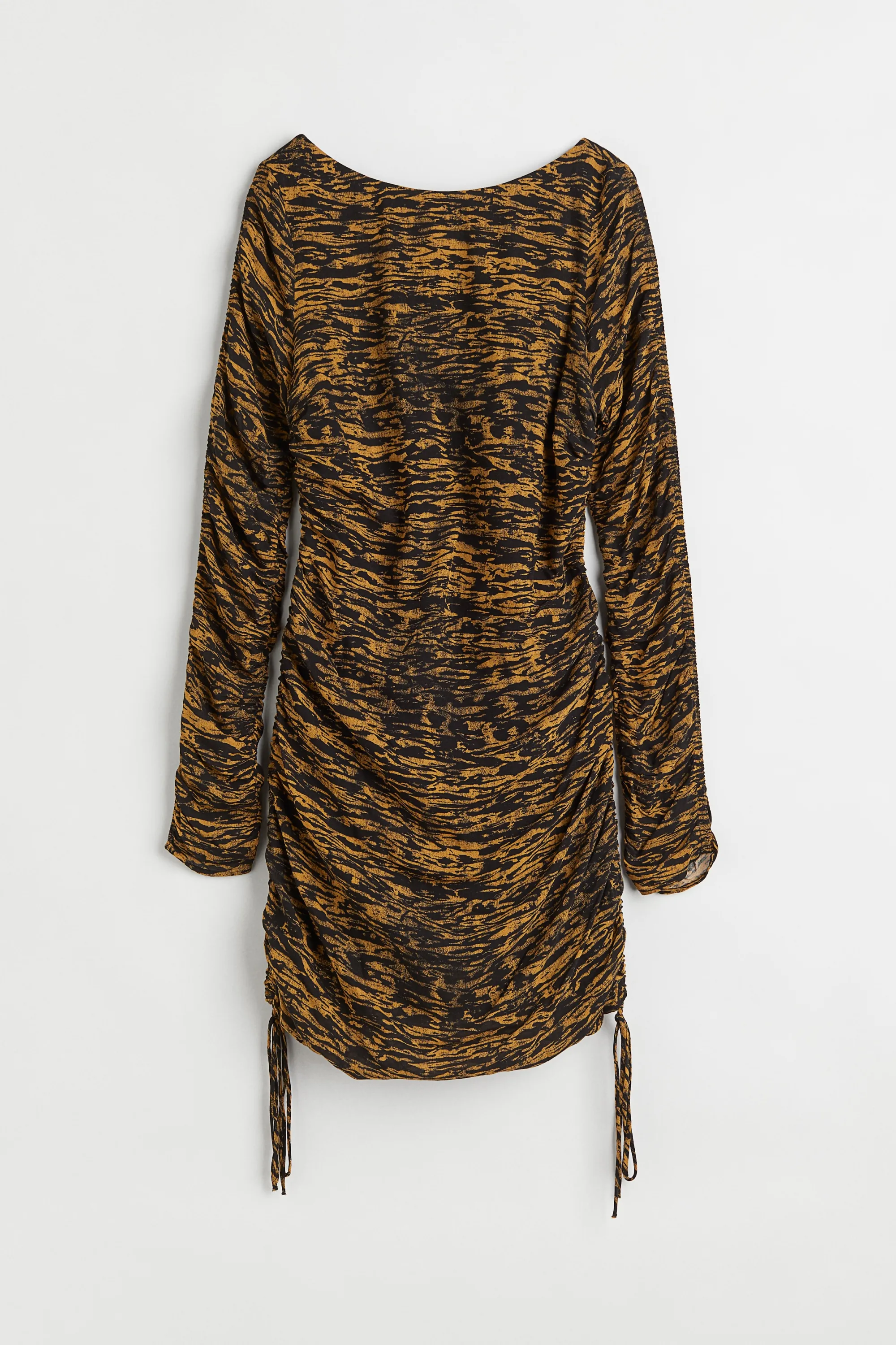 Robe avec liens de serrage - Beige foncé/motif