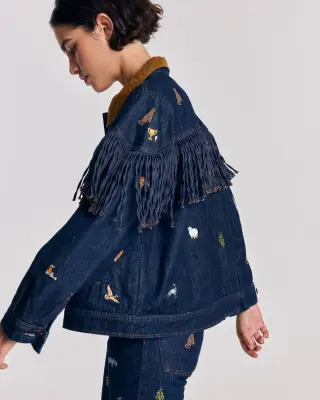 Veste Holly bleu brut et broderies ivy — photo 4