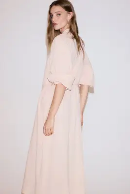Robe en coton avec dentelle - Rose pêche clair — photo 3