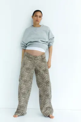 MAMA Wide Low Jeans - Beige/imprimé léopard — photo 1