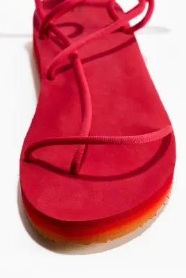 Sandales à plateforme avec brides fines - Rouge — photo 2