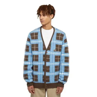DICKIES CARDIGAN CARREAUX Marron Vert amande — photo 1