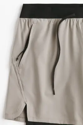 Short de sport superposé DryMove™ - Beige/noir — photo 5