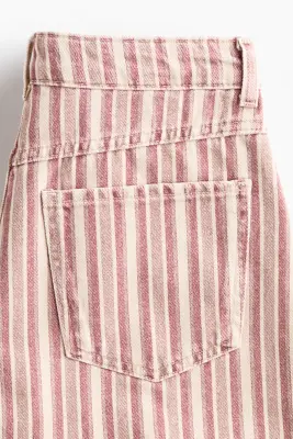 Cotton denim shorts - Beige clair/rayé — photo 4