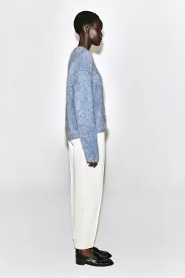 PULL EN PUR CACHEMIRE BROSSÉ BICOLORE - BLEU CHINÉ — photo 5