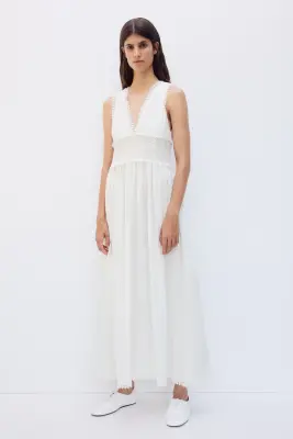 MAMA Robe d'allaitement en coton avec dentelle - Blanc — photo 1