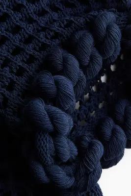 Gilet en maille ajourée avec détails corde - Bleu marine — photo 4