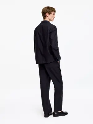 Blazer en coton natté - Bleu foncé — photo 2