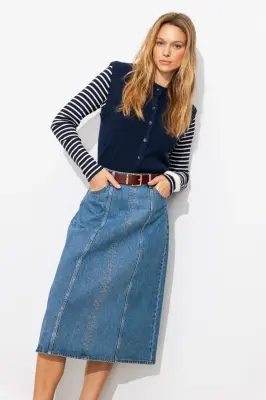 Jupe midi évasée en jean Femme — photo 3