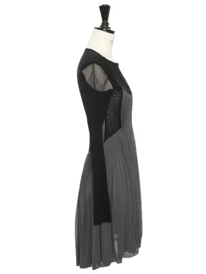 Robe Couture en tulle noire et jersey de soie bleu gris Prix boutique environ 1500€ Taille XS — photo 4