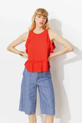 Top volanté uni Femme — photo 3