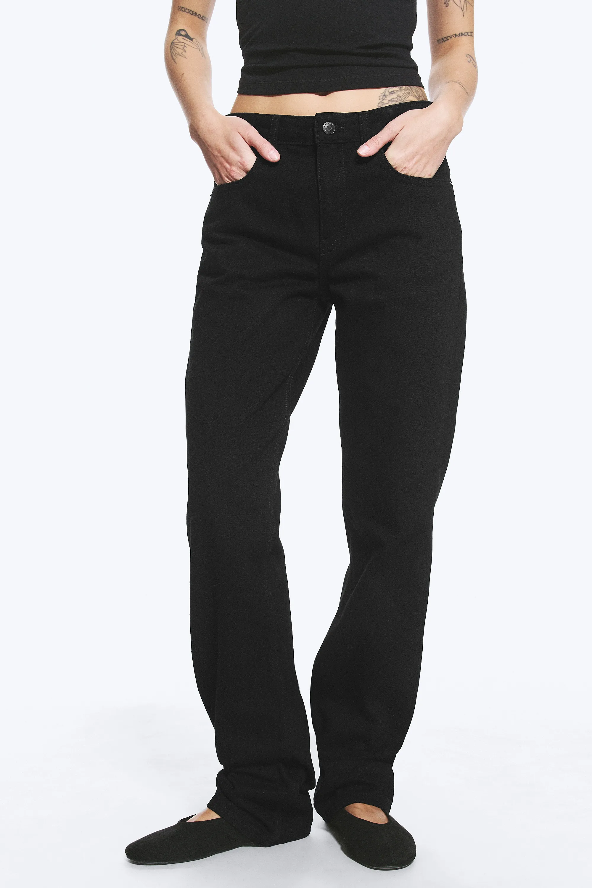 Jean droit standard taille mi-haute Laika - Black Rinse - Noir