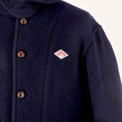 Manteau à col rond en laine - Navy — photo 3