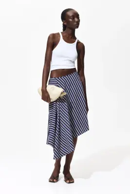 Jupe asymétrique - Bleu foncé/rayé — photo 1