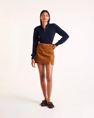 Jupe Monica velours camel — photo 4