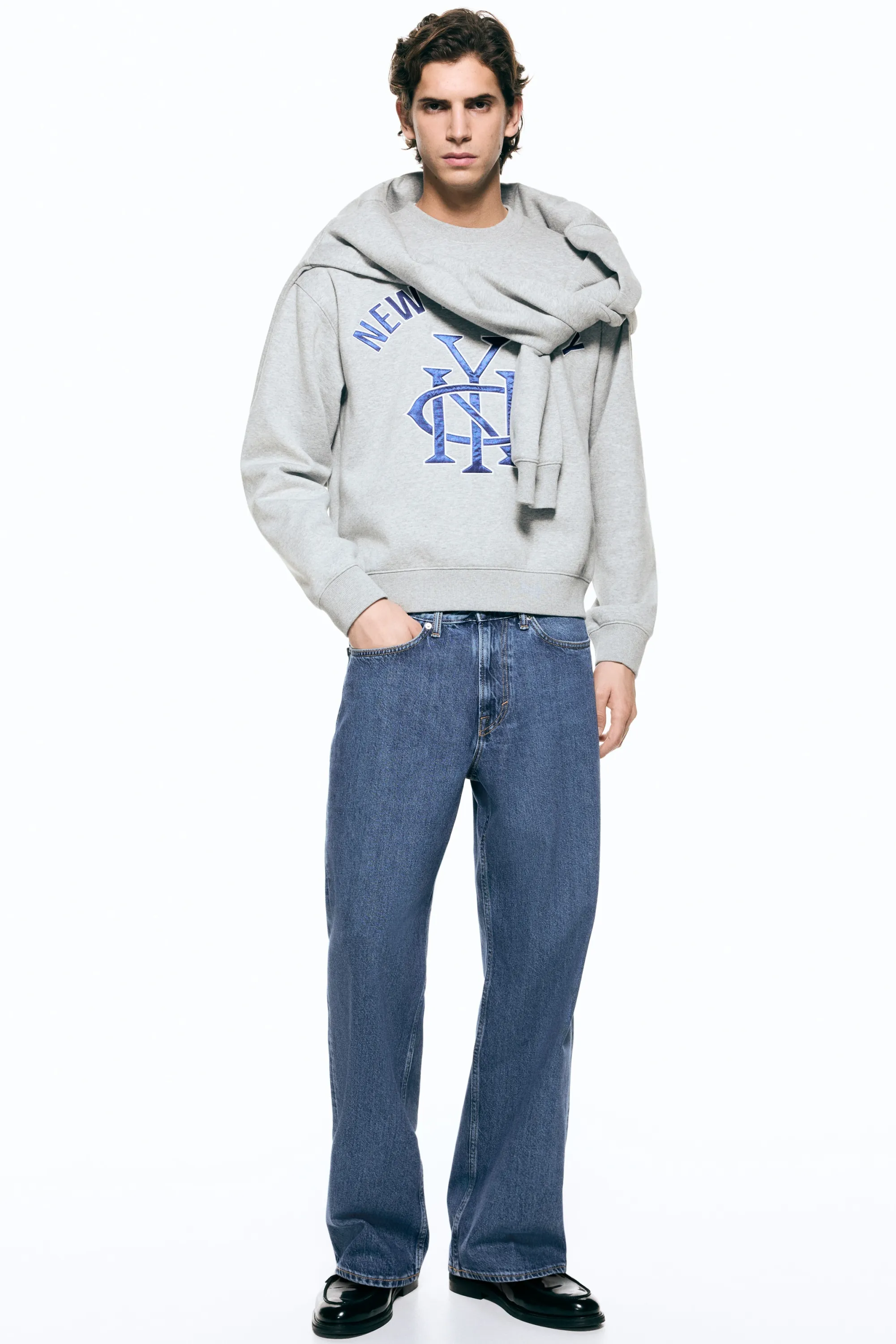 Sweat imprimé Loose Fit - Gris chiné/New York City