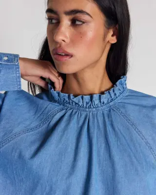 Blouse Zoelie bleu chambray — photo 2